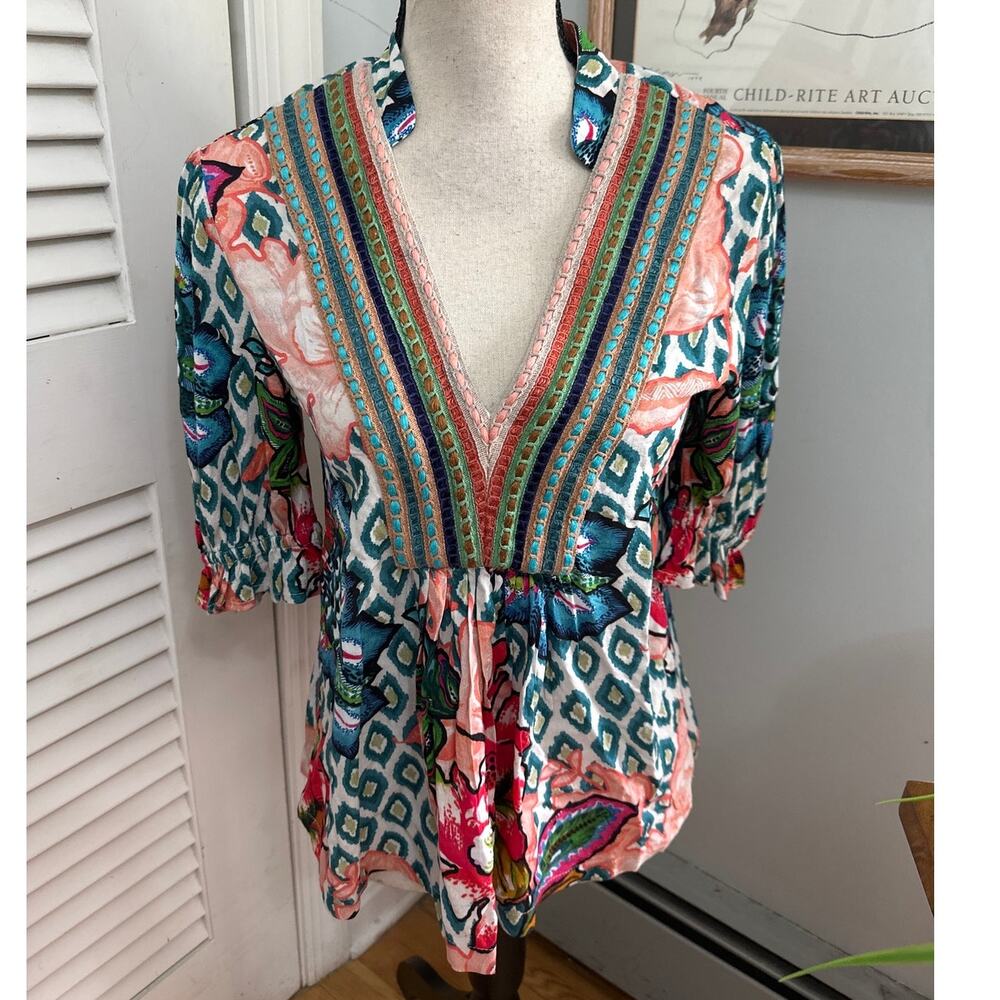 Anthropologie Blank London Top Womens XS Stephanie Colorful Dopamine Boho Chic